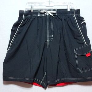 Speedo Black‎ Swim Shorts with Red Accents SIZE XL. #723